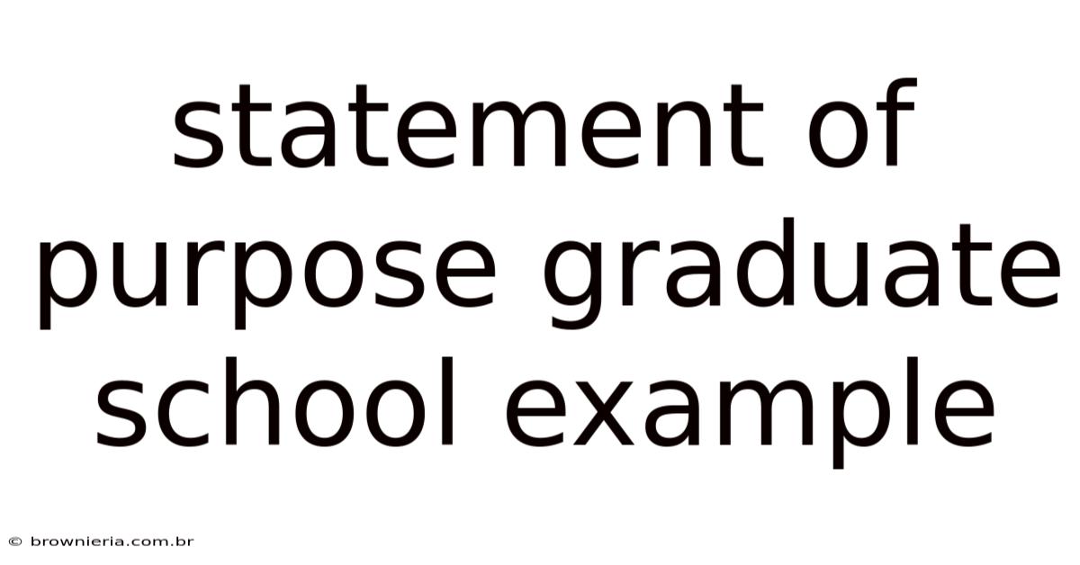 Statement Of Purpose Graduate School Example