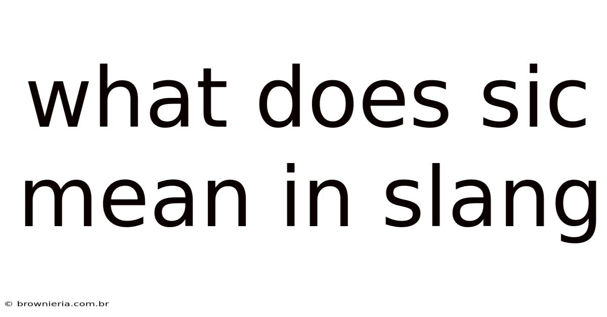 What Does Sic Mean In Slang