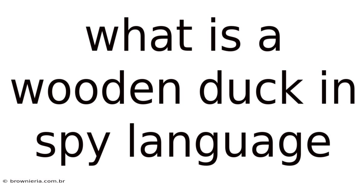 What Is A Wooden Duck In Spy Language