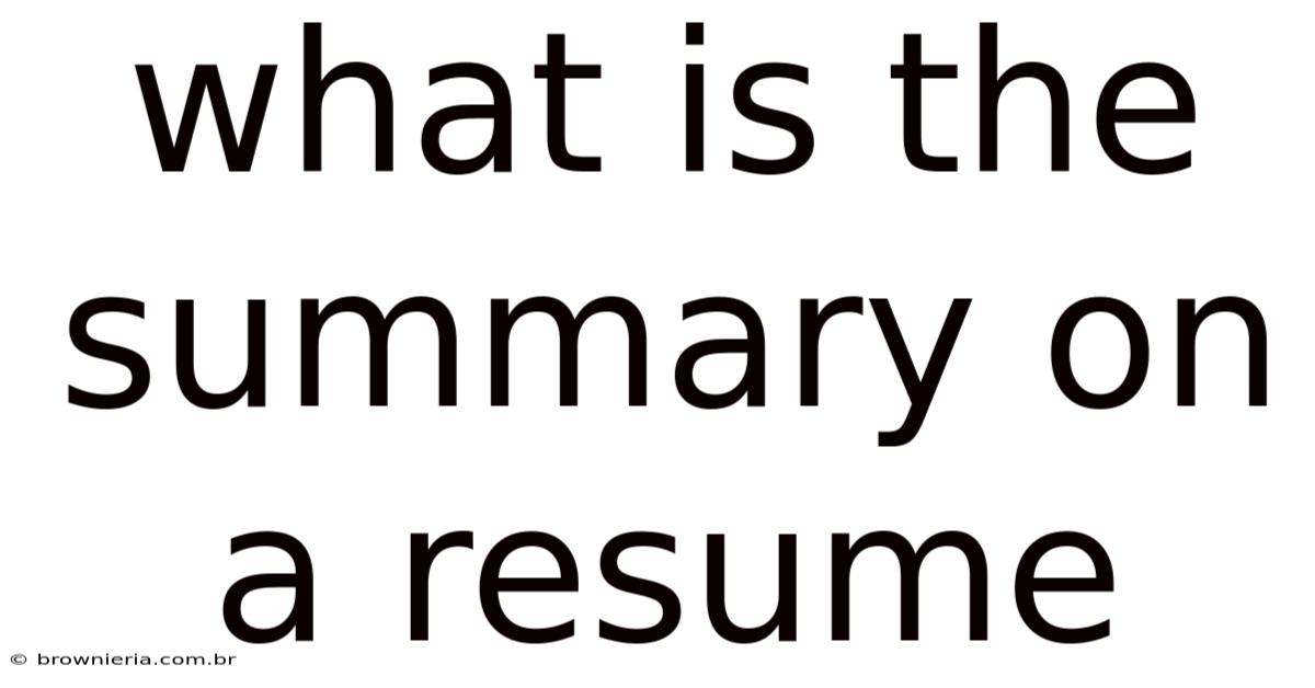What Is The Summary On A Resume