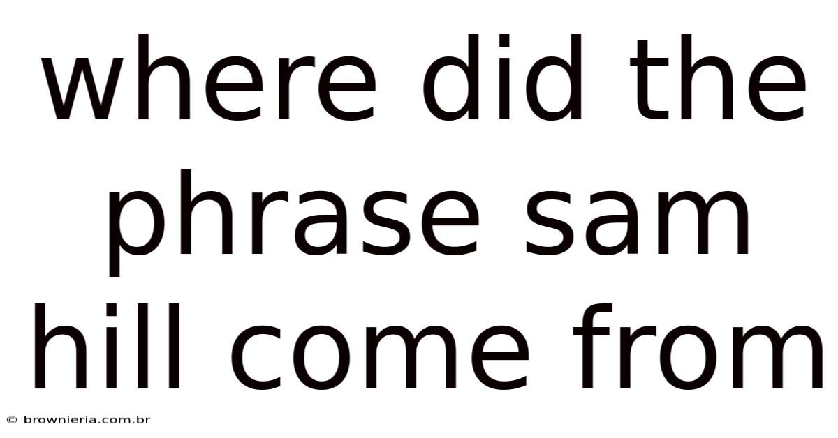 Where Did The Phrase Sam Hill Come From